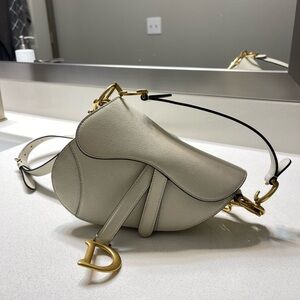 Dior White mini Saddle Bag